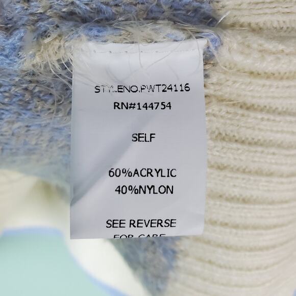 Davi & Dani Womens Ivory Periwinkle Geometric Print Turtleneck Sweater Size 1XL - Picture 6 of 8